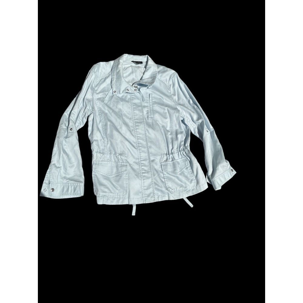 Talbots XL Twill Jacket Full Zip Cinch Waist Baby‎ Blue